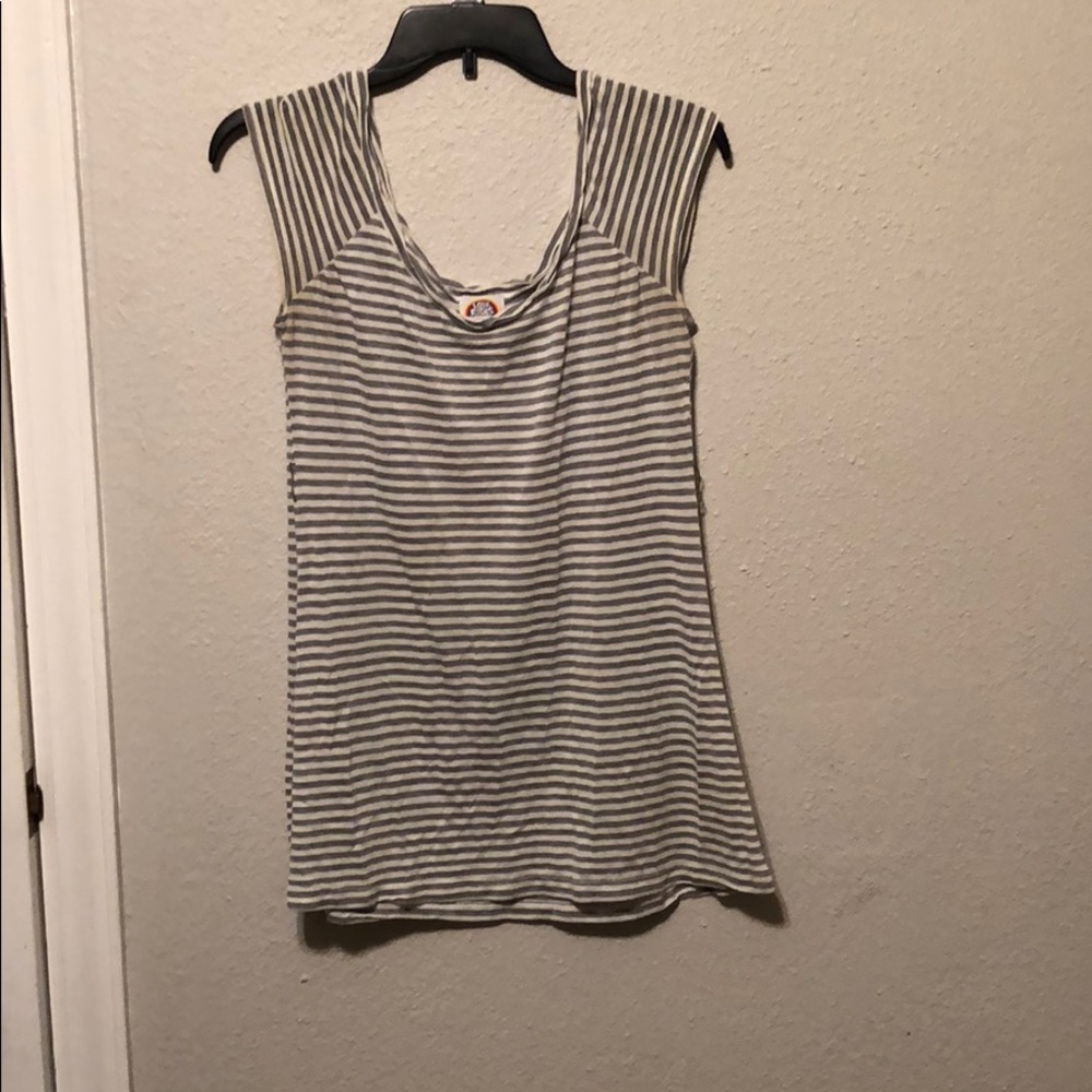 Gray and white striped top